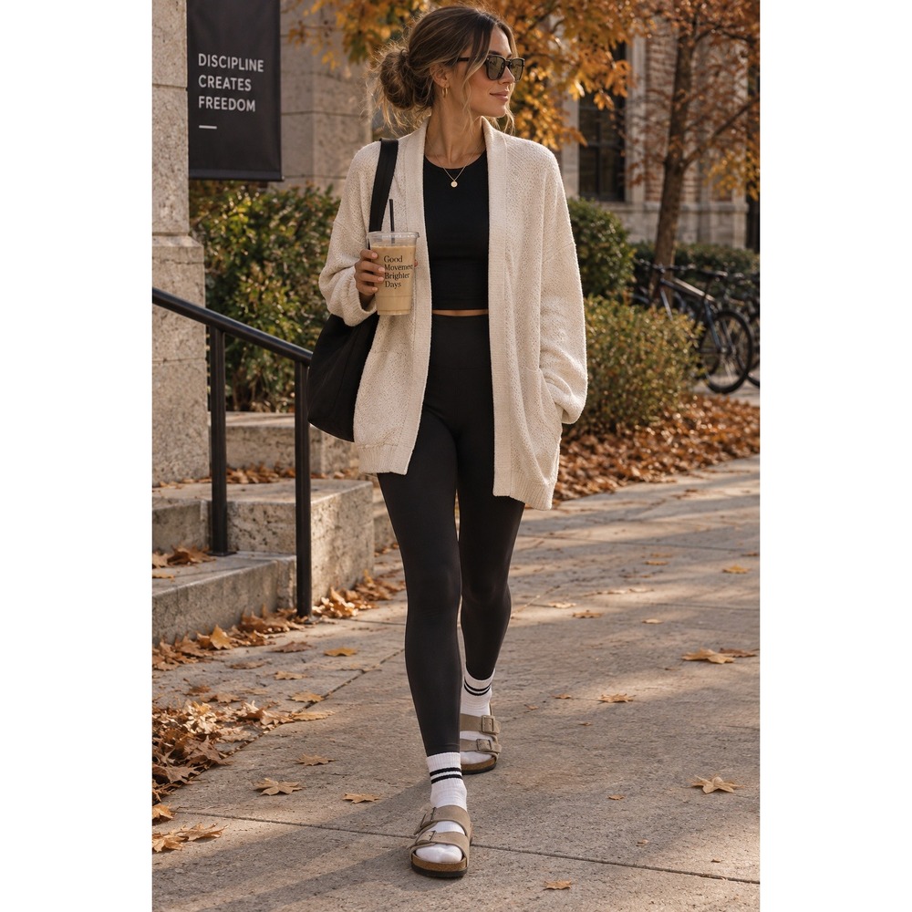 Free People open soft cardigan loungewear gym coverup xs/s fall layering cream
